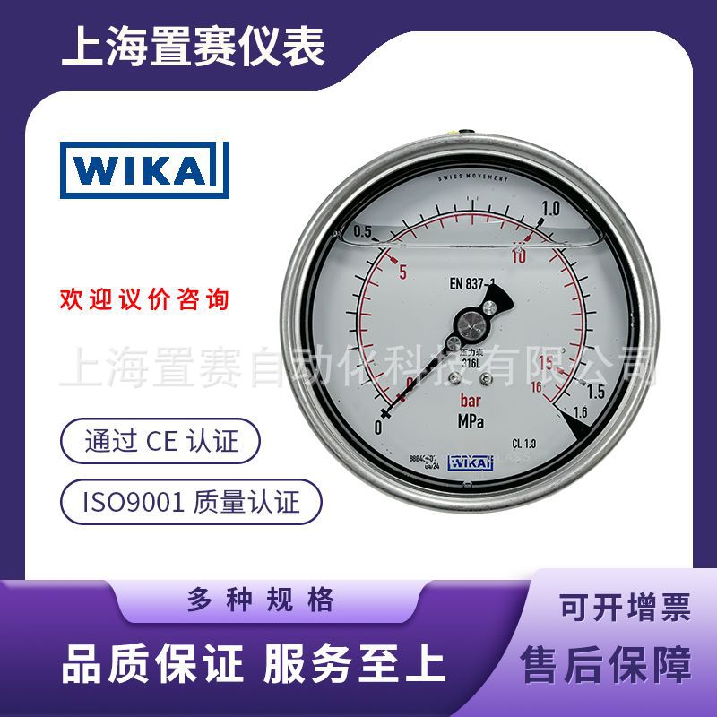德国威卡全不锈钢压力表233.50系列加平膜卫生型光滑波登管WIKA