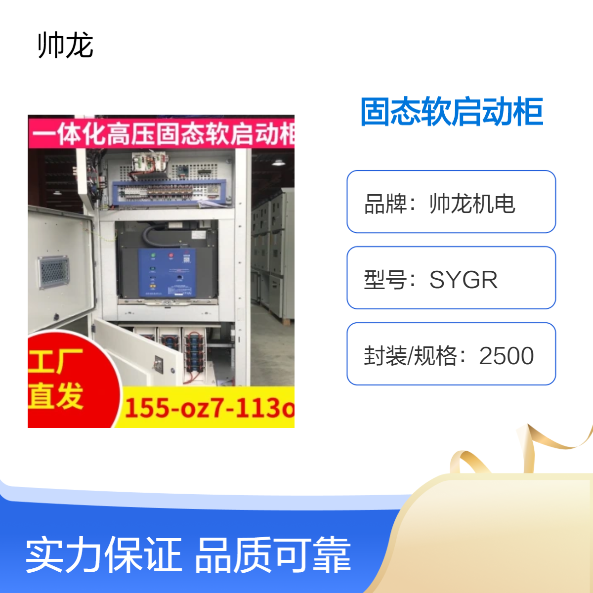 帅龙机电SGR高压固态软启动柜空压机 高压电机启动柜