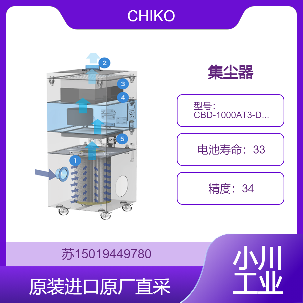 集尘器 CBD-1000AT3-DSA-J CHIKO 适用精密机械加工 加工清洁 确保精度