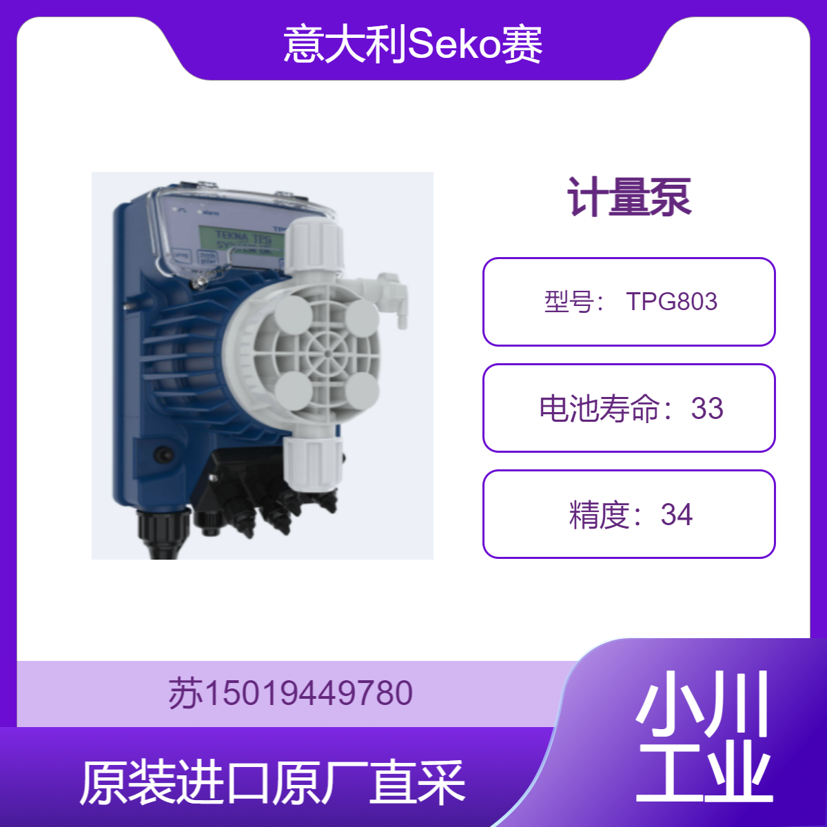 计量泵 TPG803 意大利Seko赛高 泵头材质 控制方式 智能显示