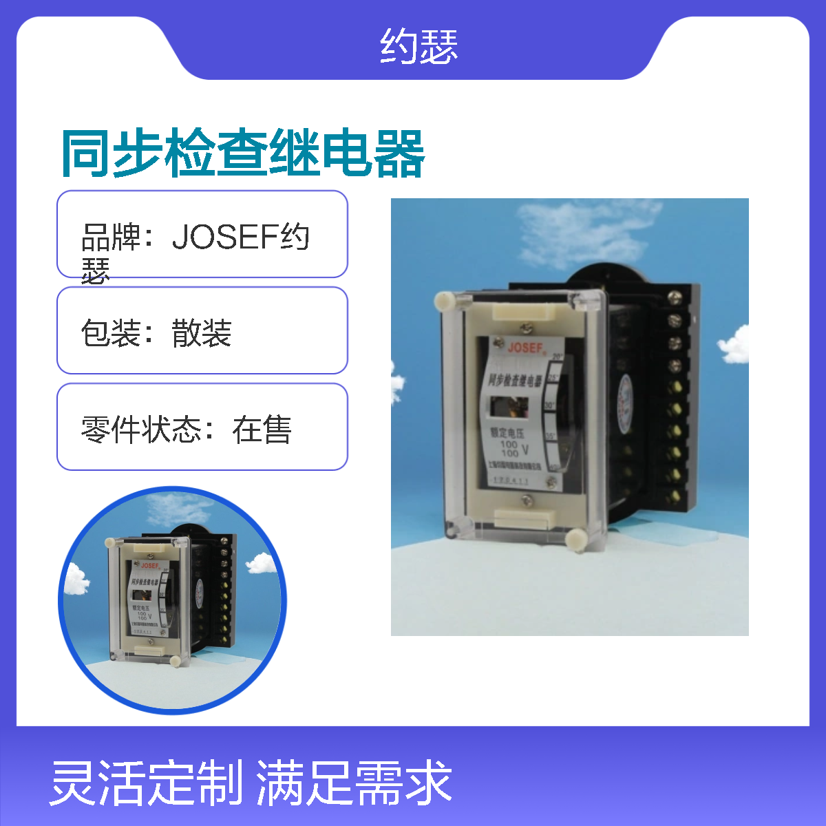 JOSEF约瑟 DT-1/200同步检查继电器 板后安装 防尘防潮