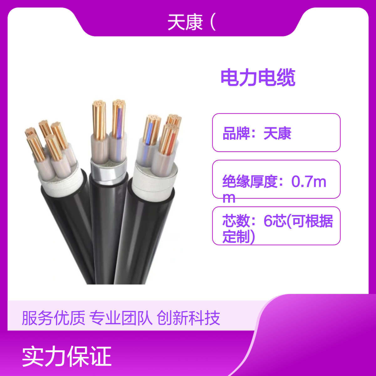天康国标阻燃电力电缆ZR-YJV YJV22各种规格电缆