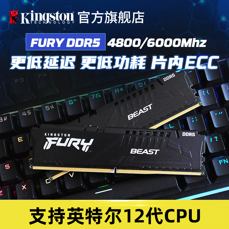 顺丰金士顿FURY DDR5 5200/6000 32G/64G台式机内存大容量电竞RGB