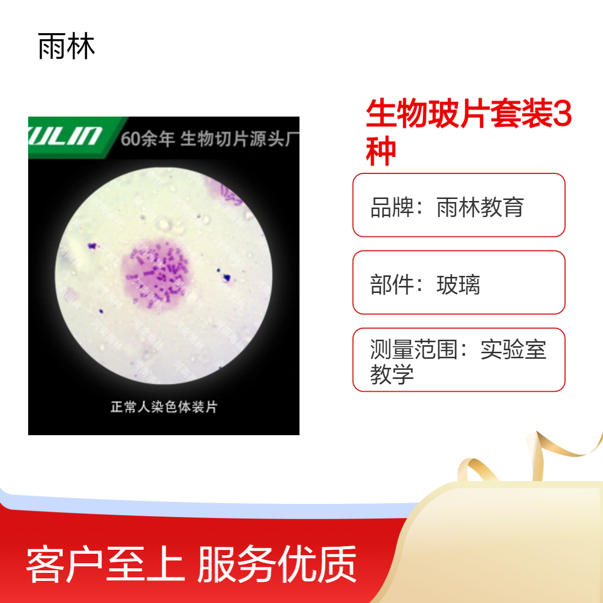 生物玻片套装3种细胞标本载玻片观察科研实验教学示范显微镜