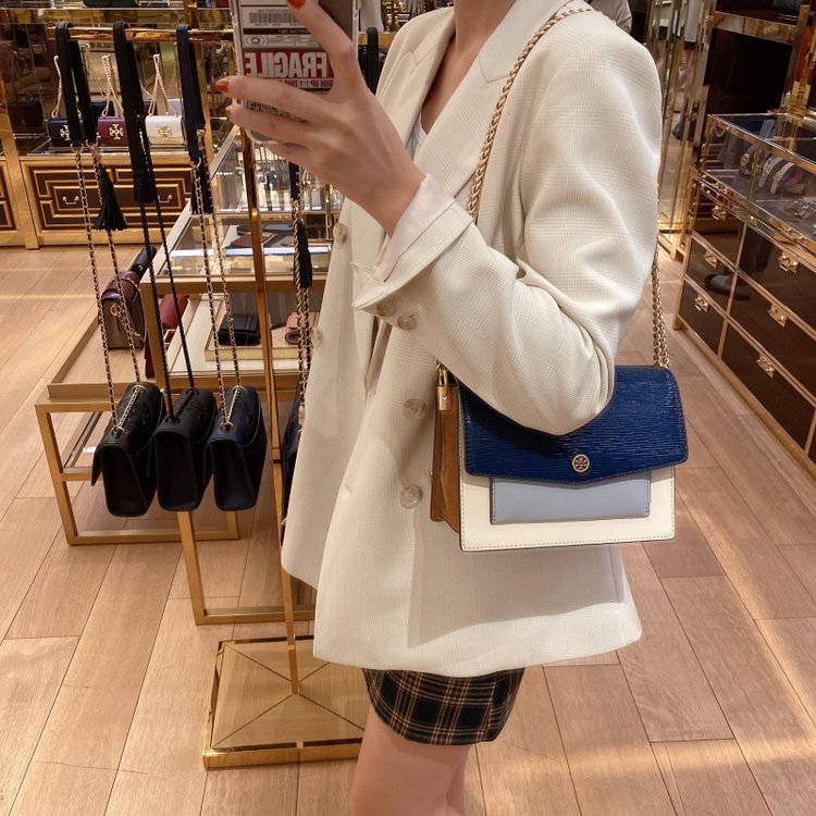 美国Tory Burch tb女包 风琴包新款牛皮链条单肩包斜挎包