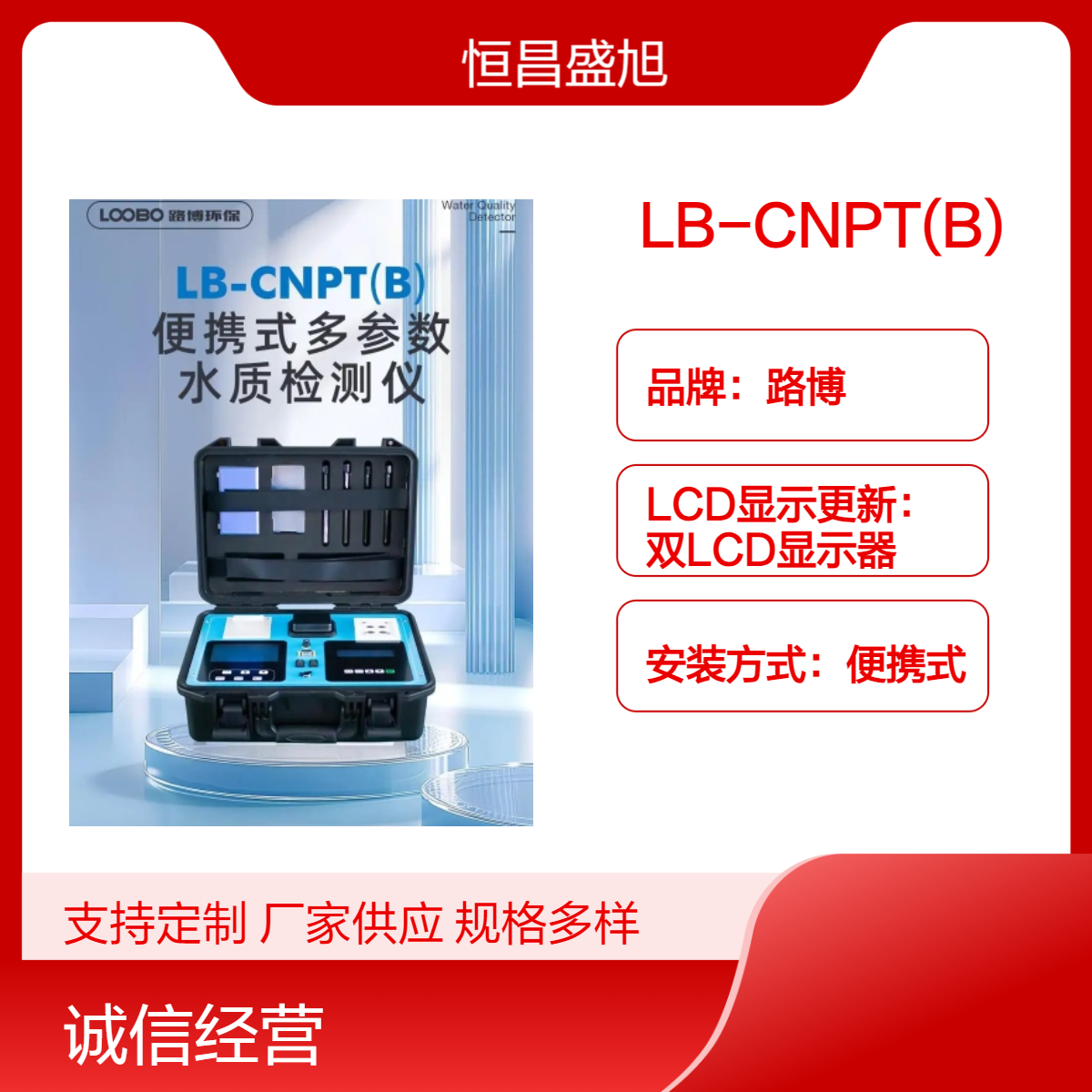 路博便携式多参数水质测定仪 快速测定 金属箱纸箱包装