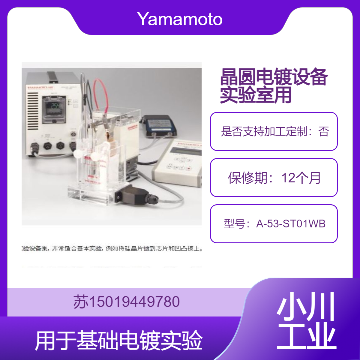 A-53-ST01WB 专为硅晶片电镀实验设计的小型电镀设备Yamamoto-MS