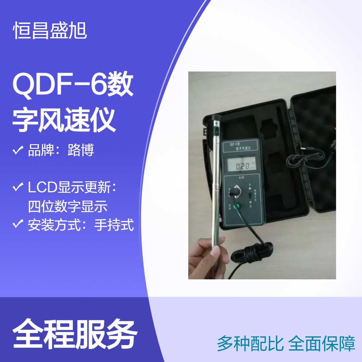 路博手持式风速风温测定仪 热球式监测 黑色金属箱包装