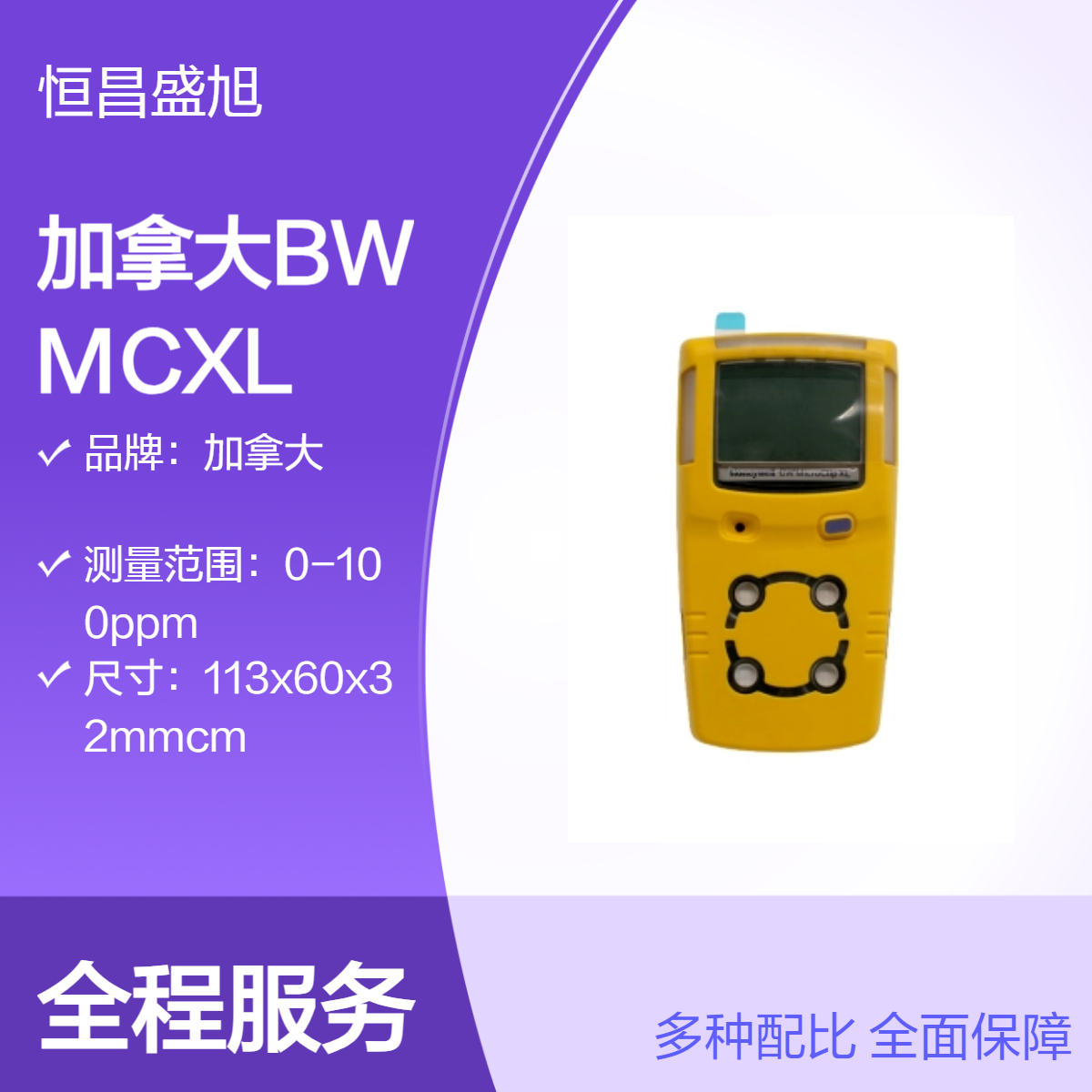 加拿大BW便携式四合一气体检测仪 数显黄色款