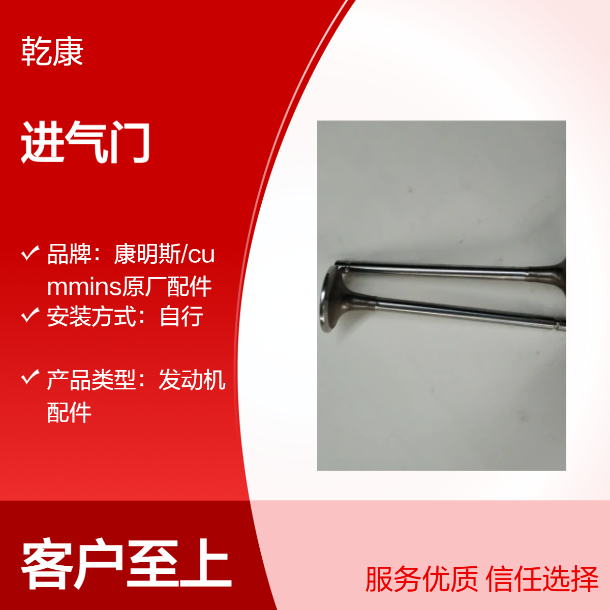 中联重科 ZR220A 旋挖钻康明斯 QSL-9 机械6L进气门5307875