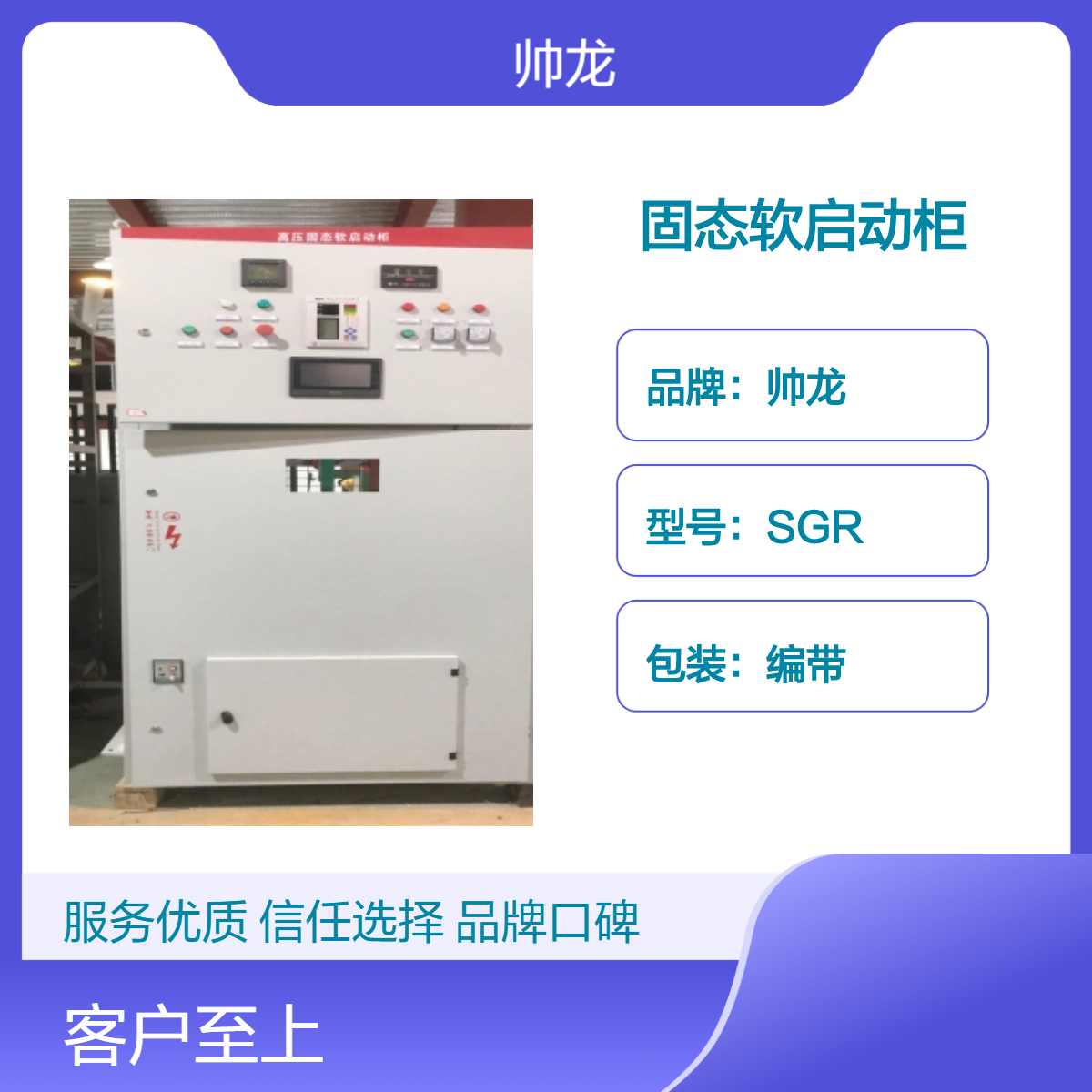 帅龙机电高压电机起动柜 空压机 水泵起动用SGR型固态软启动柜