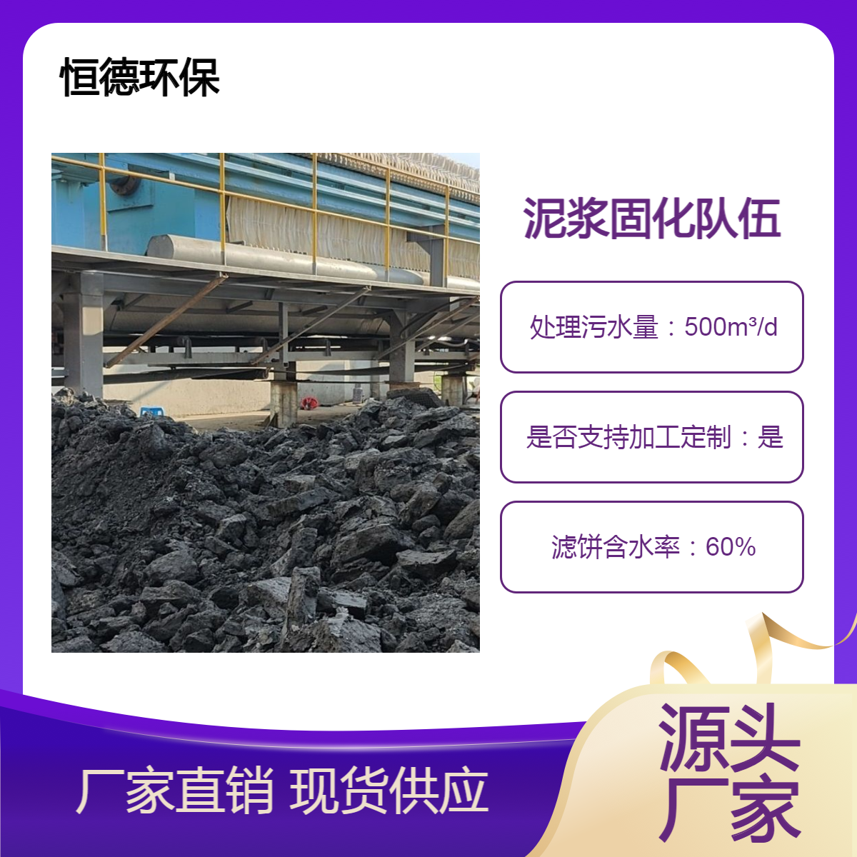 恒德环保 沉淀池污泥脱水 施工队全国接单 固化效率高压滤机出租