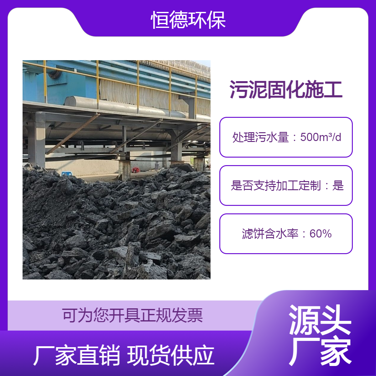 恒德环保 污泥固化施工队 污水厂化工厂泥浆脱水 全国接单