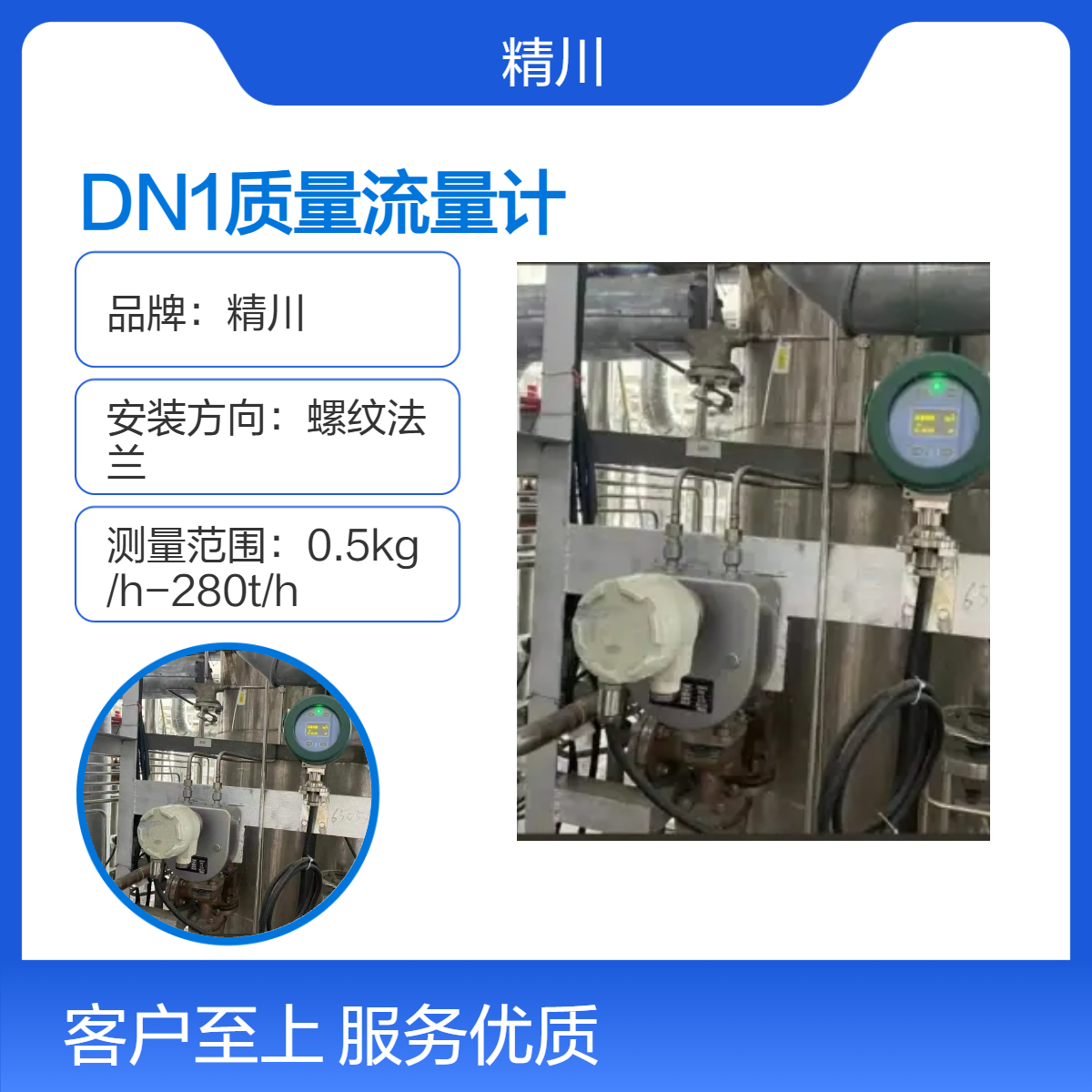 精川DN1小口径科里奥利质量流量计 螺纹法兰安装