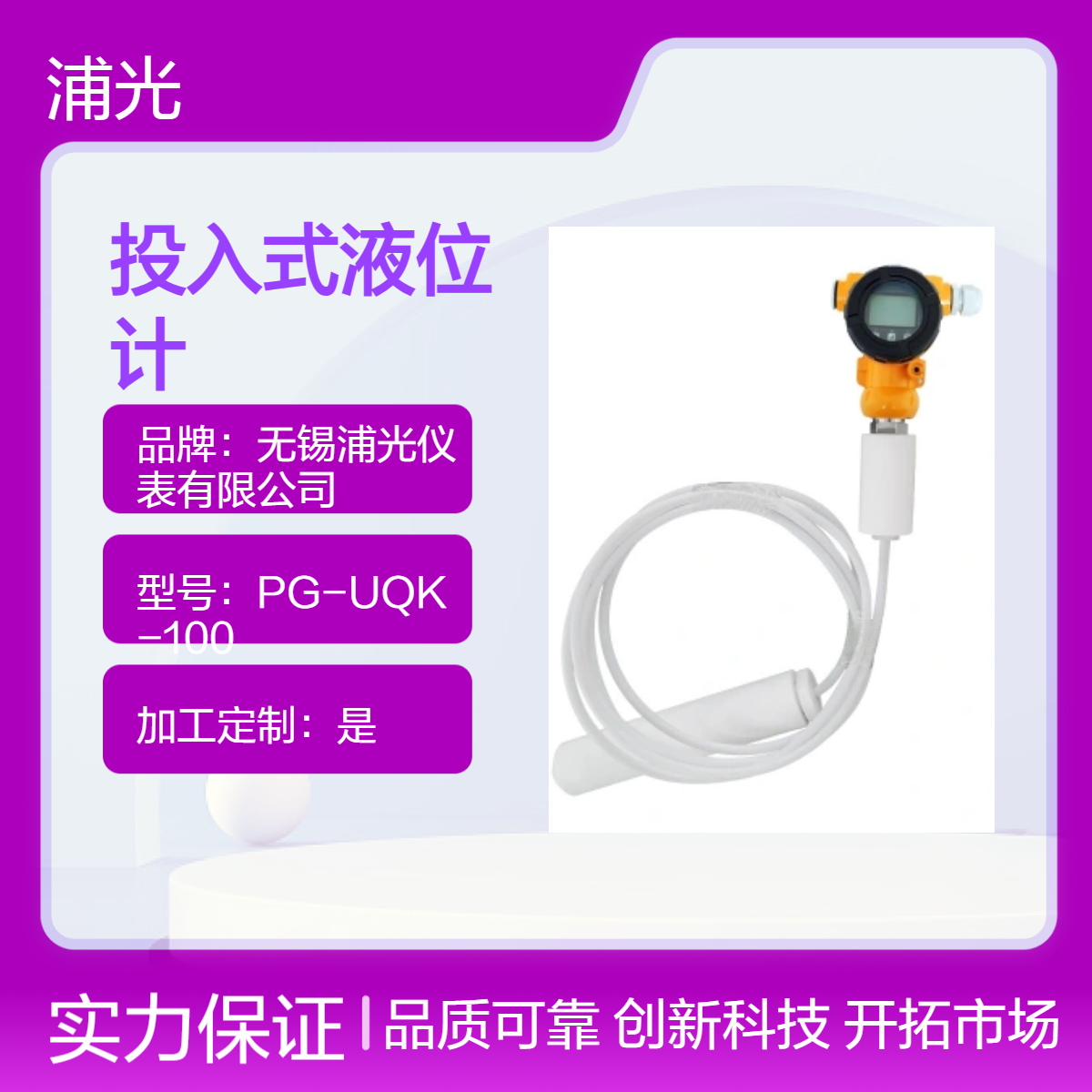 浦光 防腐防堵智能带显示投入式液位计变送器 测量准确 污水池使用