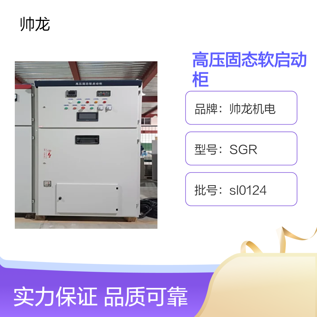 帅龙机电SGR型高压固态启动柜 1000kw空压机软起动柜