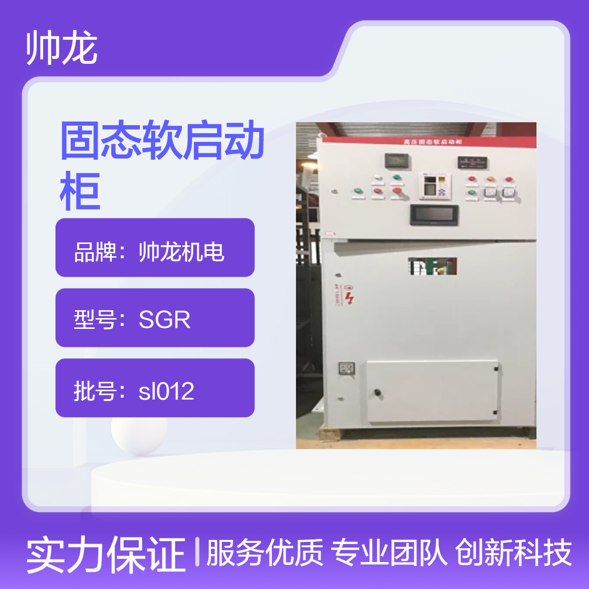 帅龙机电SGR型一体化高压固态软启柜 大型电机起动装置
