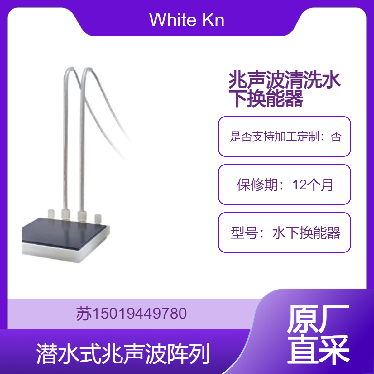 白骑士White Knight兆声波清洗系统水下换能器 频率450, 750 到 950 KHz