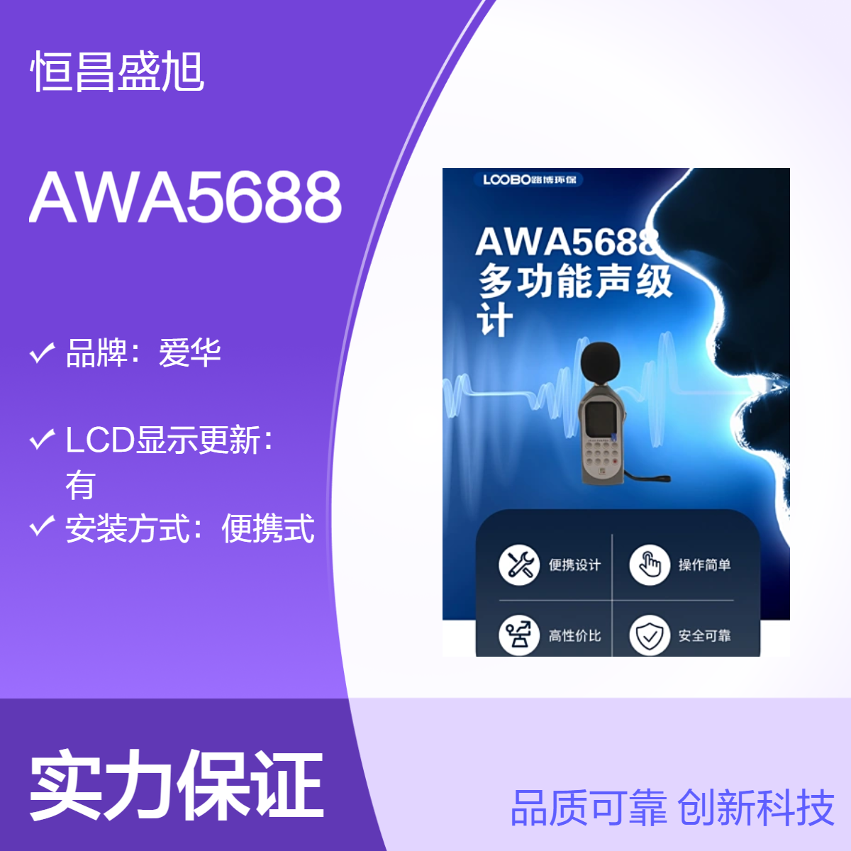 爱华便携式声级计 高精度噪声测量仪 黑色专业版
