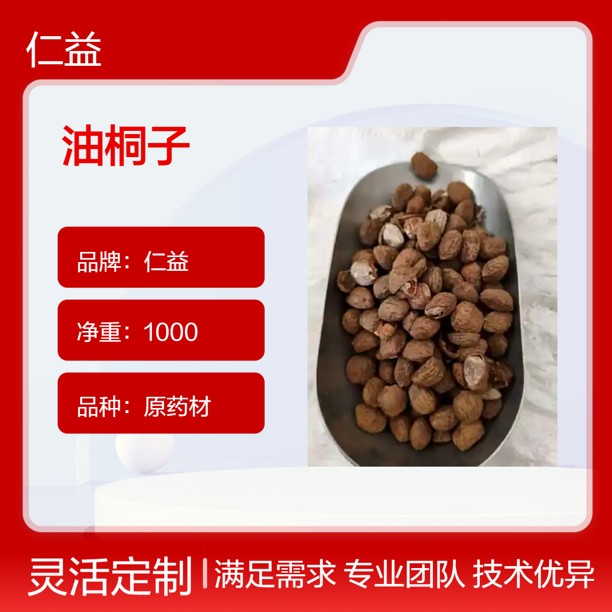 仁益品牌初级农产品油桐子 原药材1kg 袋装阴凉储存