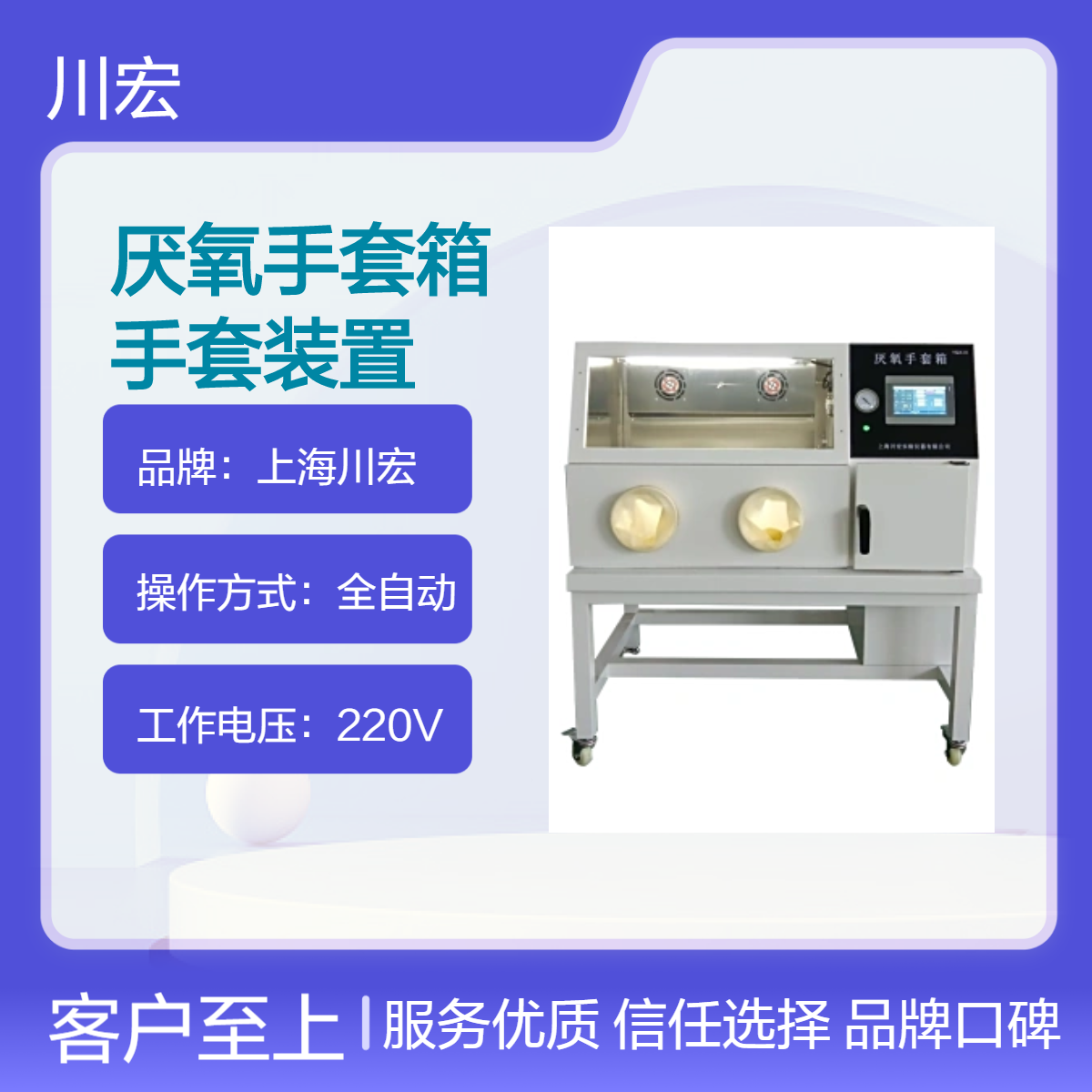 真空厌氧手套箱 YQX-III 带氧浓度乏氧手套装置