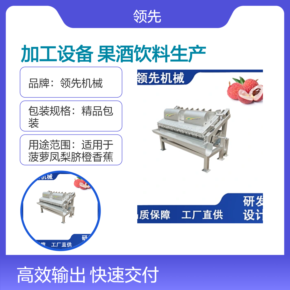 荔枝加工设备 果汁果酒饮料生产线 剥壳后的荔枝果肉再去核榨汁