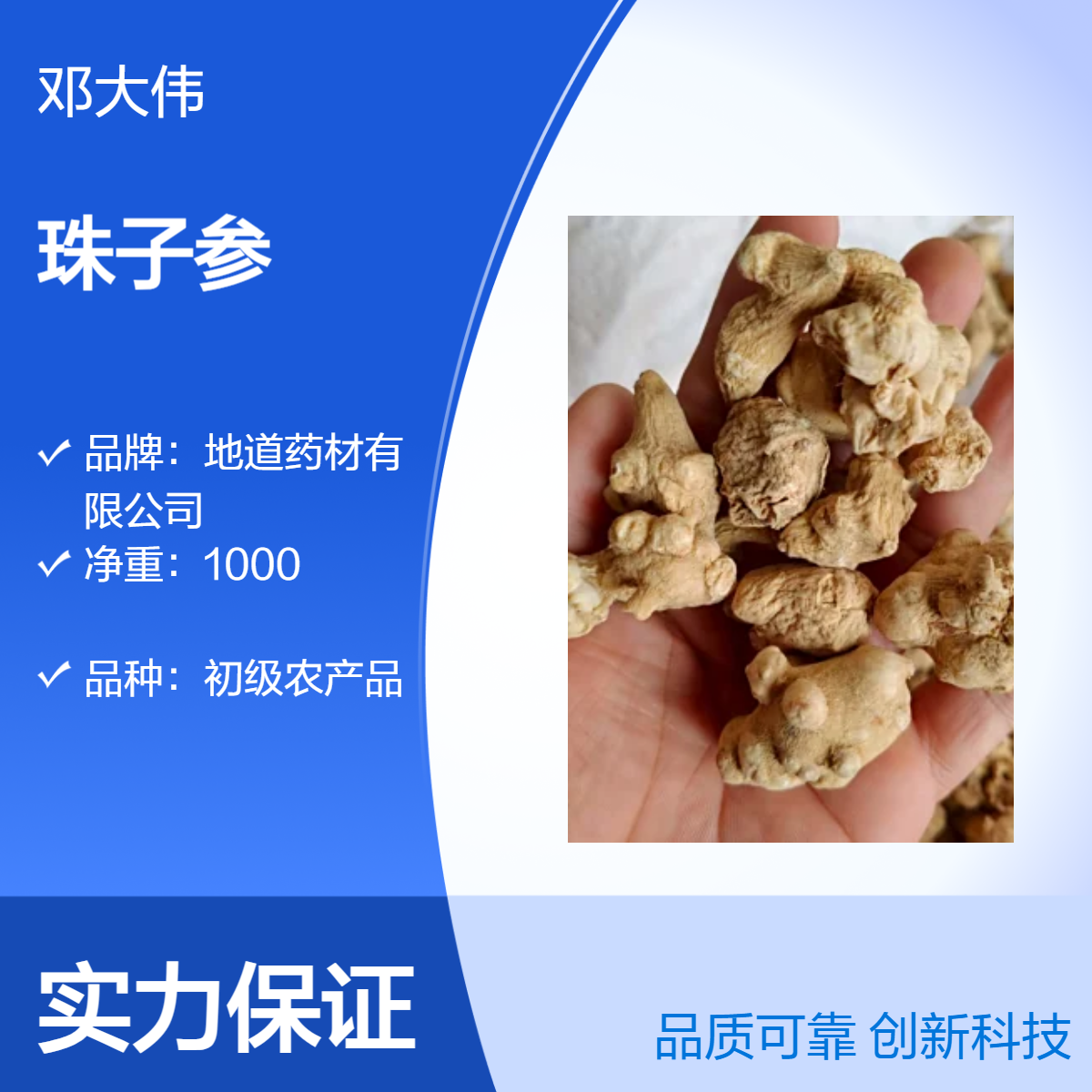中药材珠子参产地批发 一手货源 人工精选 药材地道