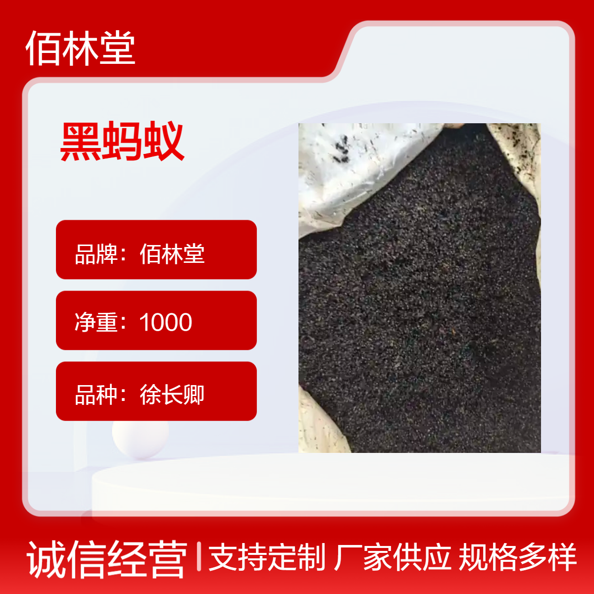 佰林堂一级徐长卿黑蚂蚁1000g 初级农产品 阴凉干燥储存