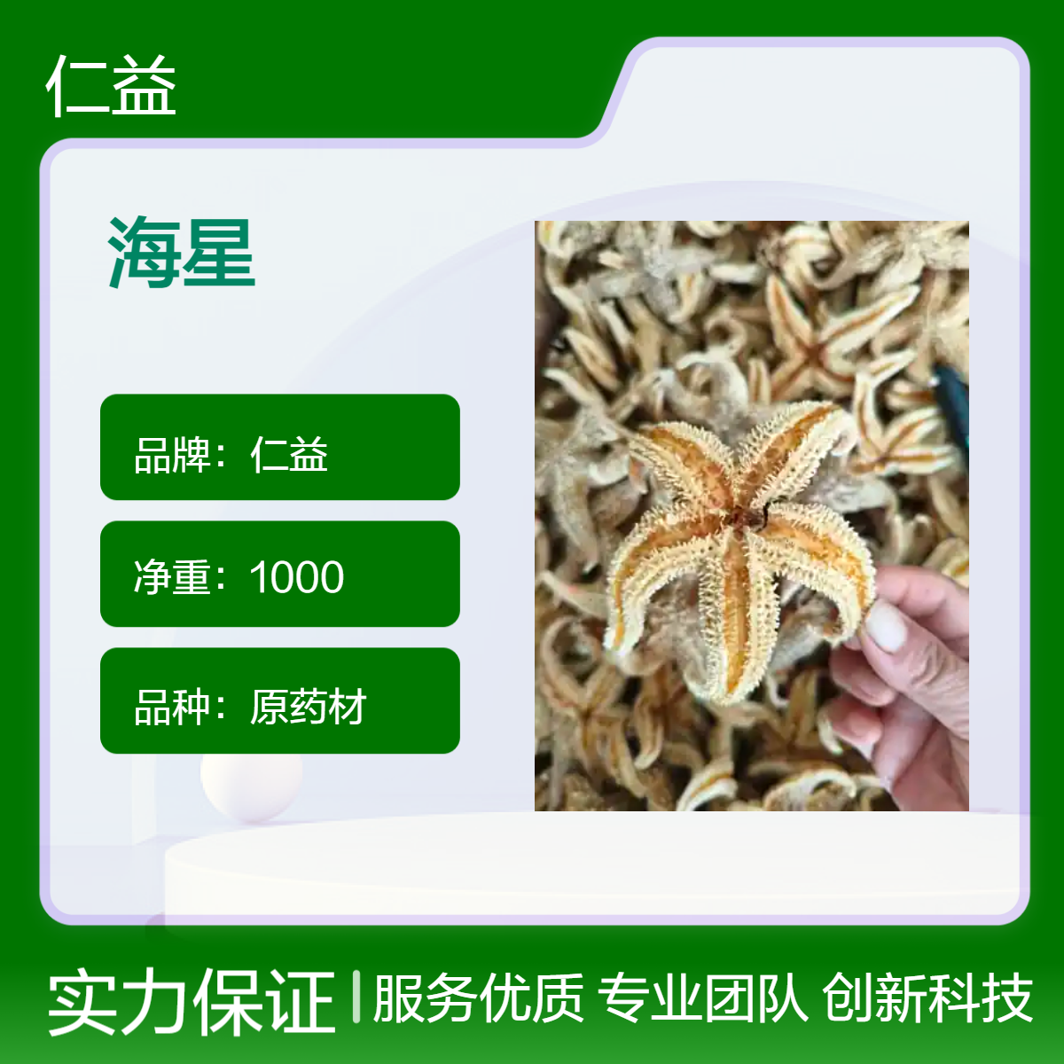 仁益一级原药材海星 袋装阴凉干燥储存 24小时内发货