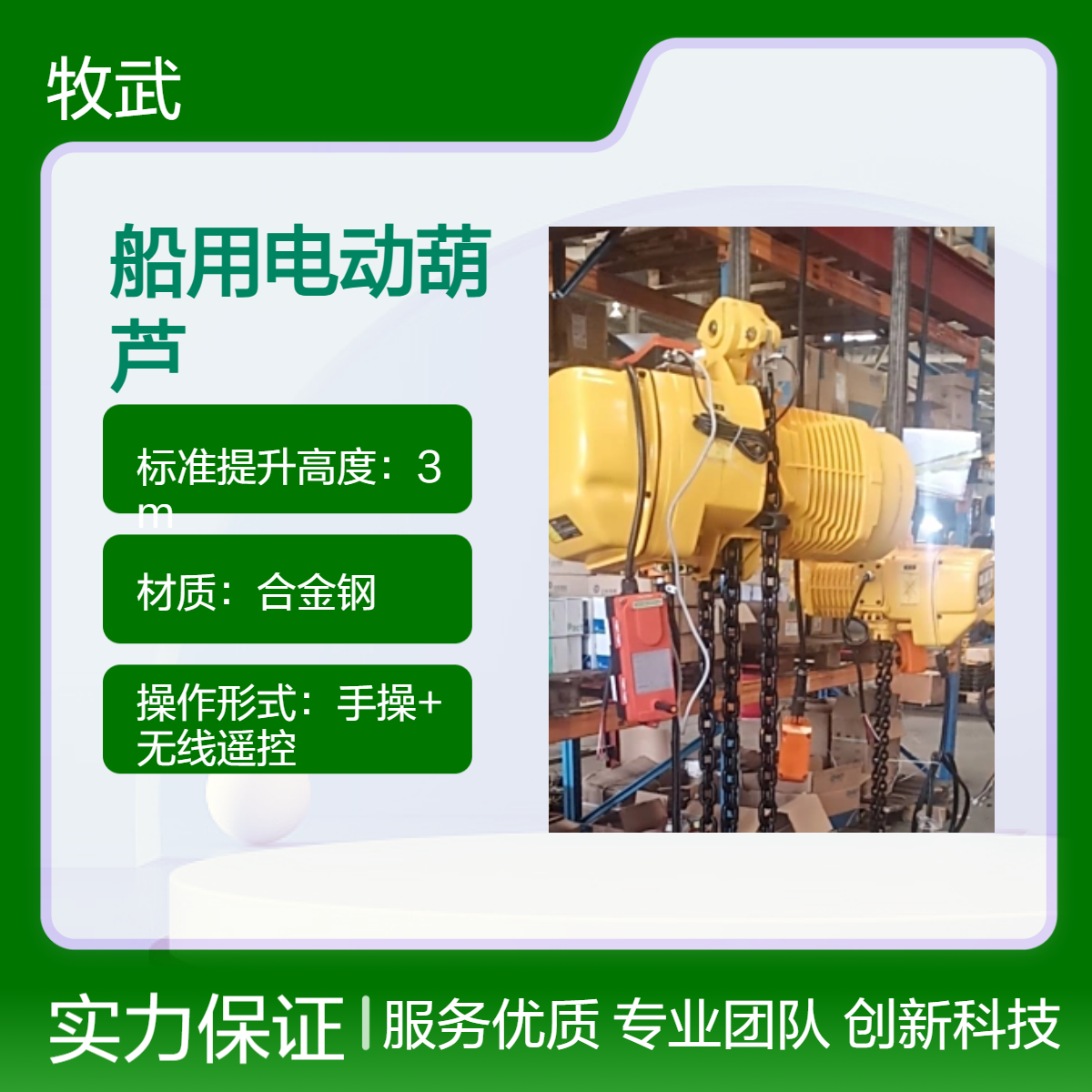 5吨8米链条3kW船用环链电动葫芦 380V电压3m起升 合金钢材质