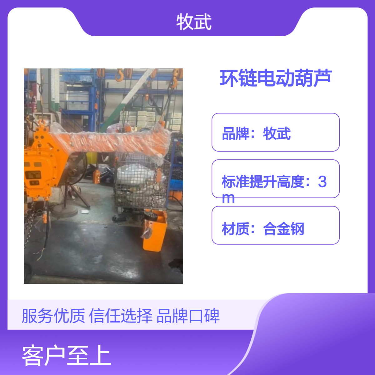 MWH双钩环链电动葫芦 高度5m 2t 单双速可调 钩间距可定制