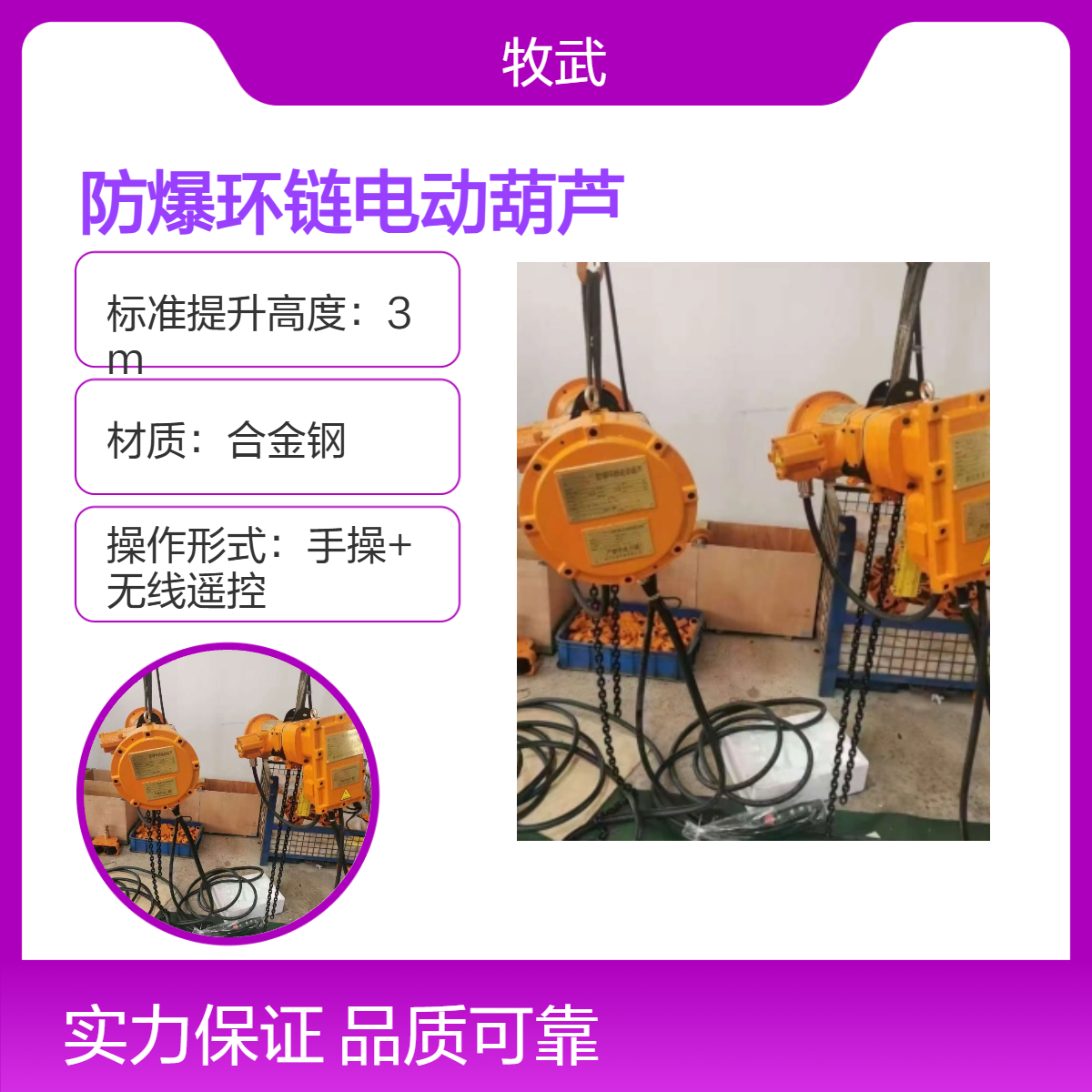 2.5吨6米防爆环链电动葫芦 粉尘防爆等级 ExtD A21 IP65 T135°
