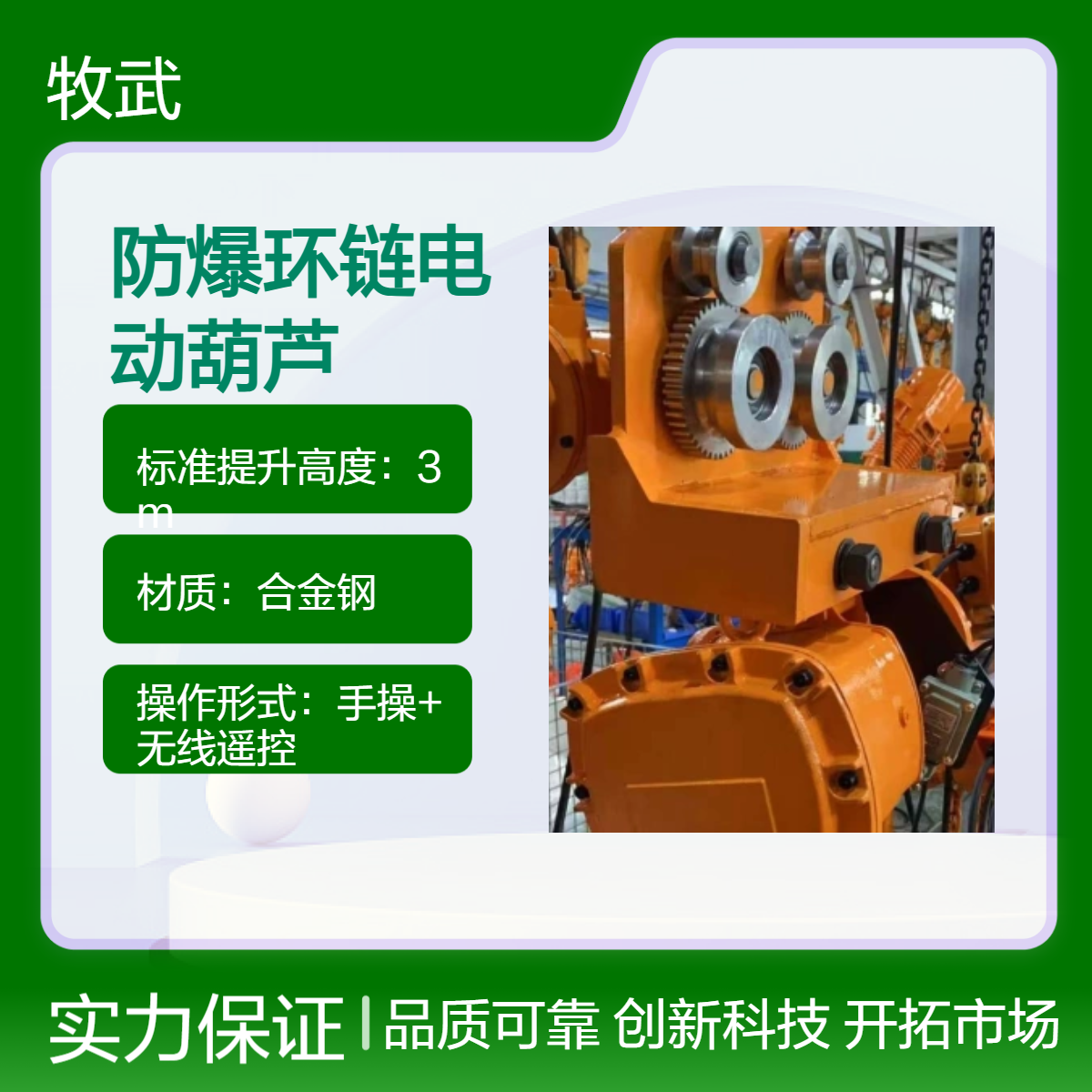 2t粉尘防爆环链电动葫芦 隔爆3kW电机 防护等级IP56 电压380V