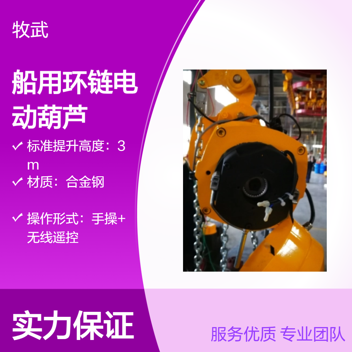 2T船用环链电动葫芦 电磁制动 手动释放 460V电源 防腐油漆 6米提升