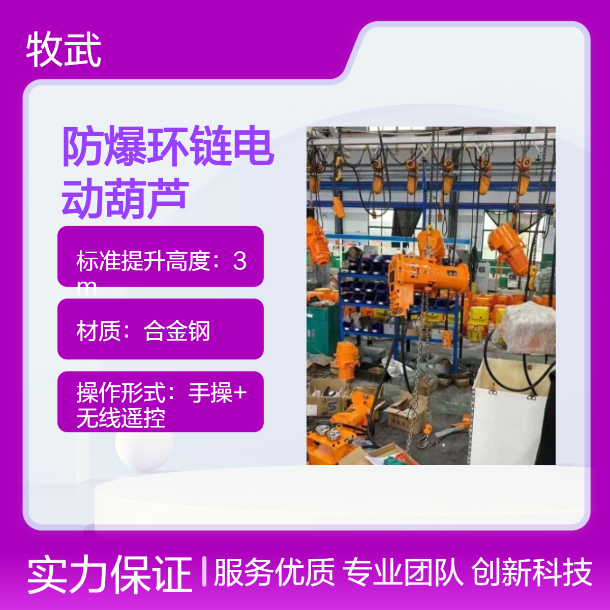 粉尘防爆环链电动葫芦 2吨6米起升高度 防爆标志 Ex h IIIC T135° Db