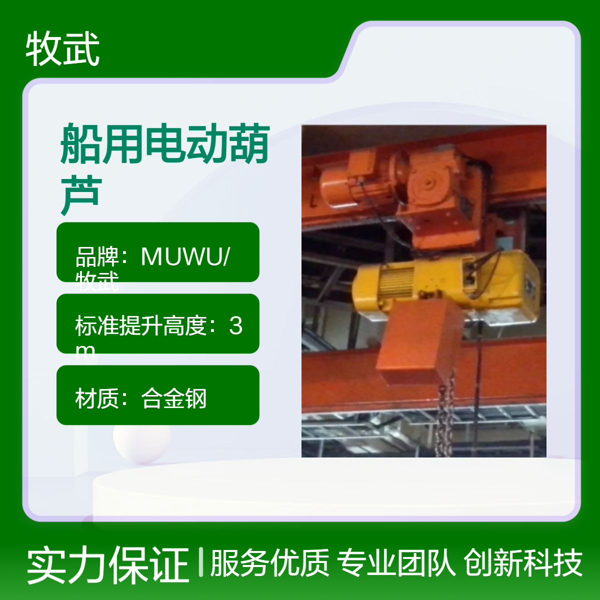 4T船用电动葫芦 环链结构齿条跑车 440V电压 CCS认证 无石棉 电磁刹车