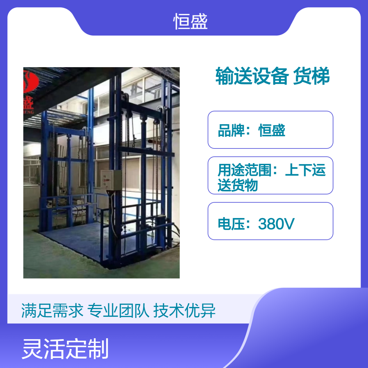 恒盛SJD液压货梯 380V电压 12米工作高度 定制外观助力高效输送