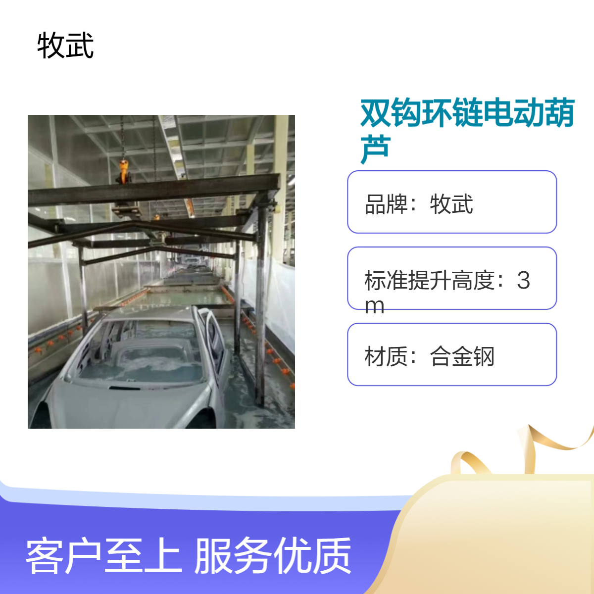 2t双钩环链电动葫芦 4m起升合金钢材质 电泳车间厂房专用起重设备