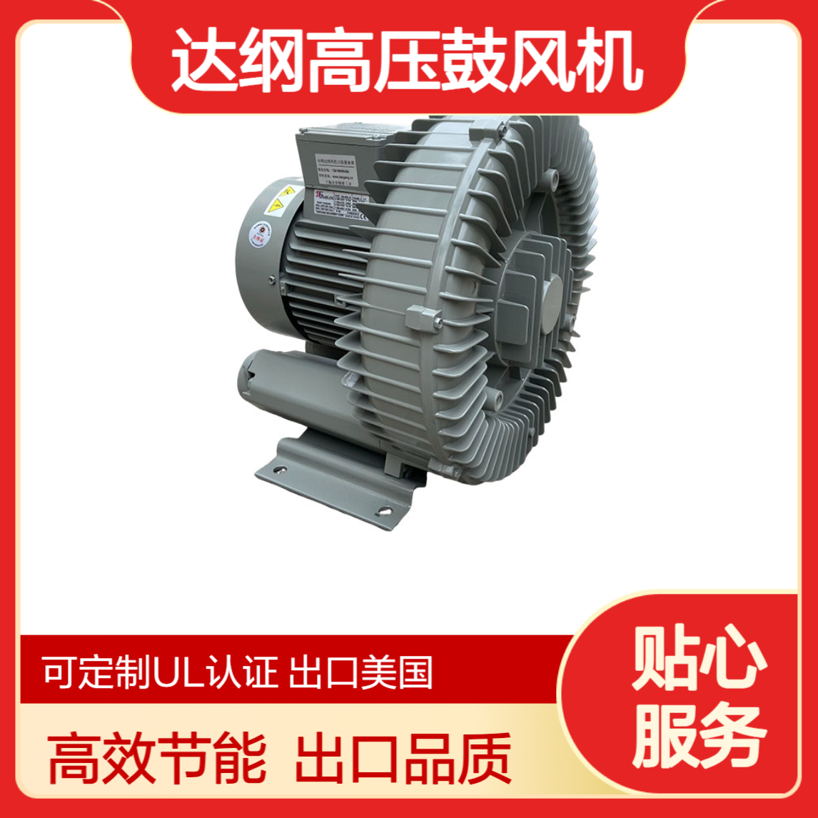 DARGANG达纲高压鼓风机DG-300-16带UL认证出口美国0.75KW漩涡气泵