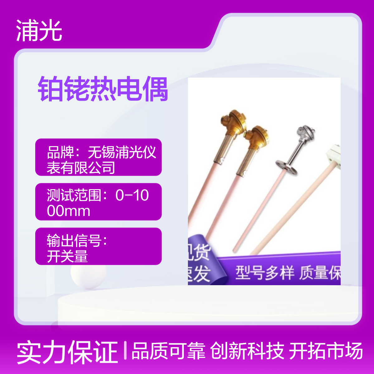 浦光 铂铑热电偶 220V开关量输出 耐温1800℃工业温度监测传感器