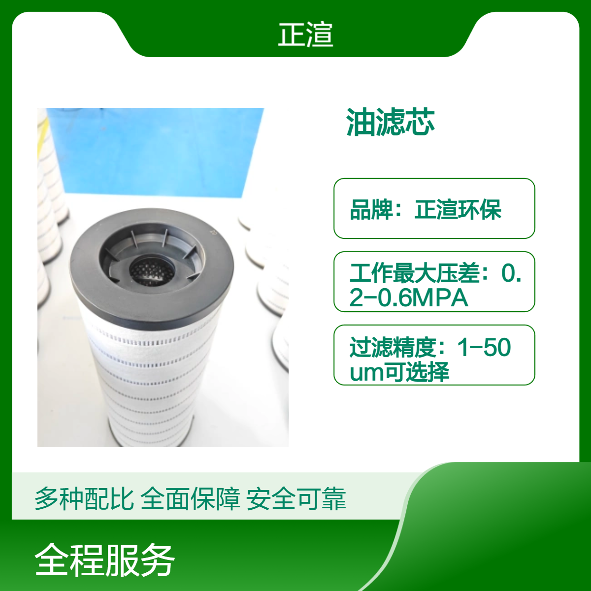 正渲环保0.6㎡过滤面积60进出口径1.6原水压油滤芯 生产厂家