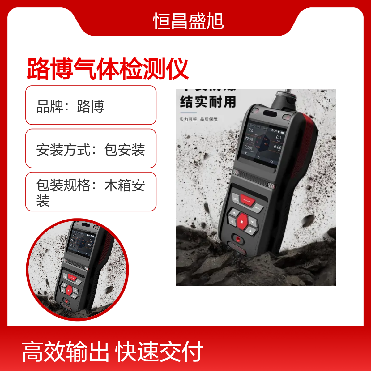 路博气体检测仪 30秒快速测量 ABS材质 木箱包装 包安装服务