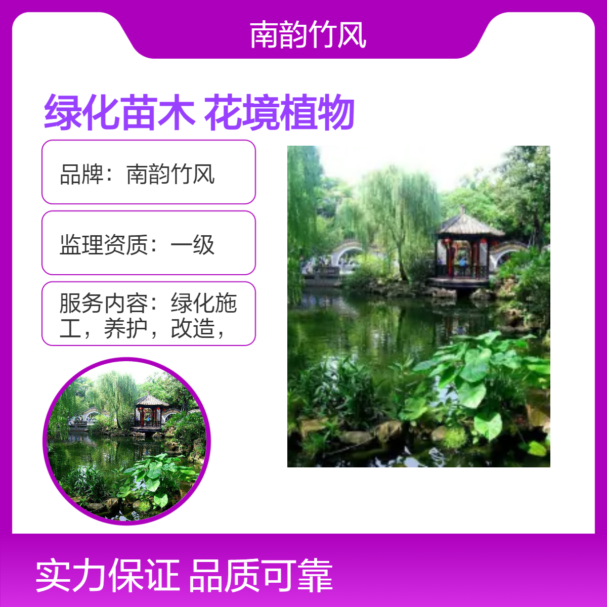 南韵竹风绿化苗木花境植物 深圳一级资质室内外自然传统种植