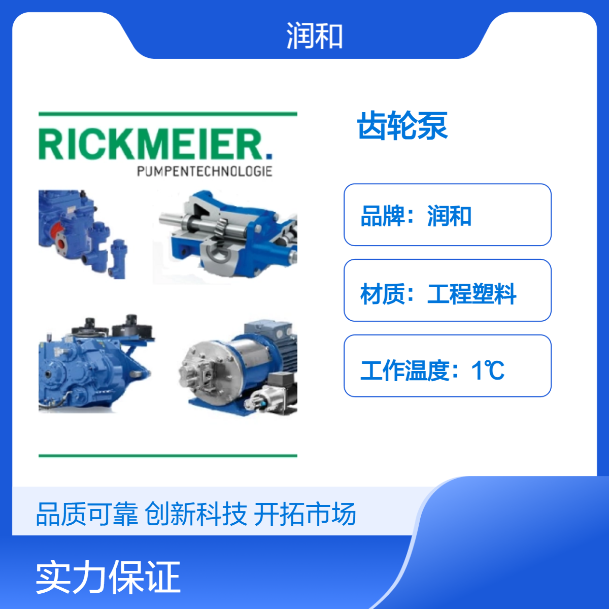 RICKMEIER品牌2kg灰色工程塑料齿轮泵 耐腐蚀电动泵 低温1℃运行
