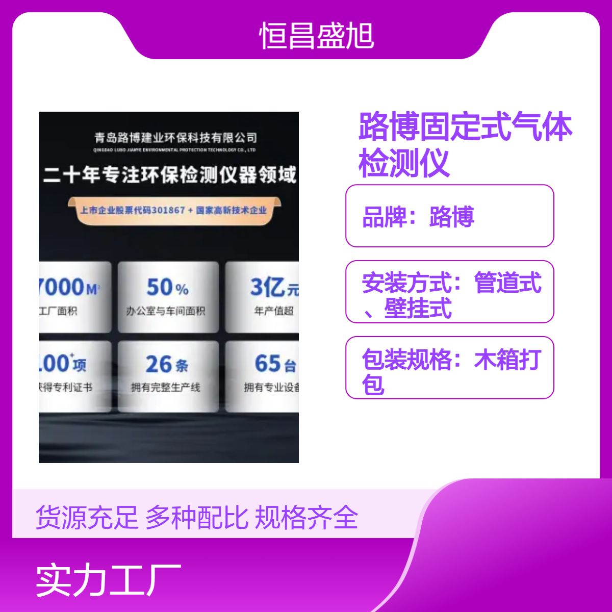 路博固定式气体检测仪 90秒速测氢气 不锈钢材质 木箱包装