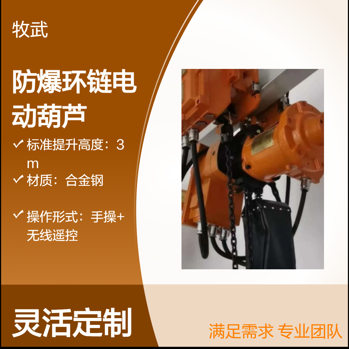 2.8T防爆环链电动葫芦 气体防爆IICT4 合金钢材质 起升4m
