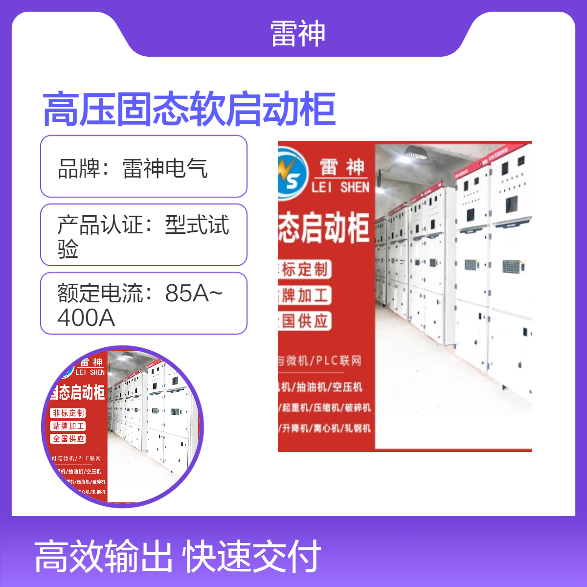 雷神电气SZGQH型10Kv高压固态软启动柜 型式试验认证定制规格