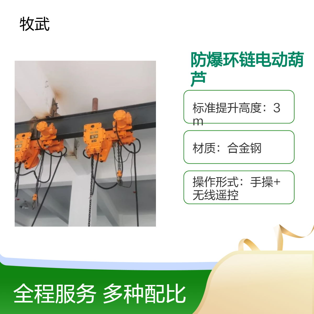1.5t低净空防爆环链电动葫芦 BT4 ip56 6m提升高度 工业起重优选