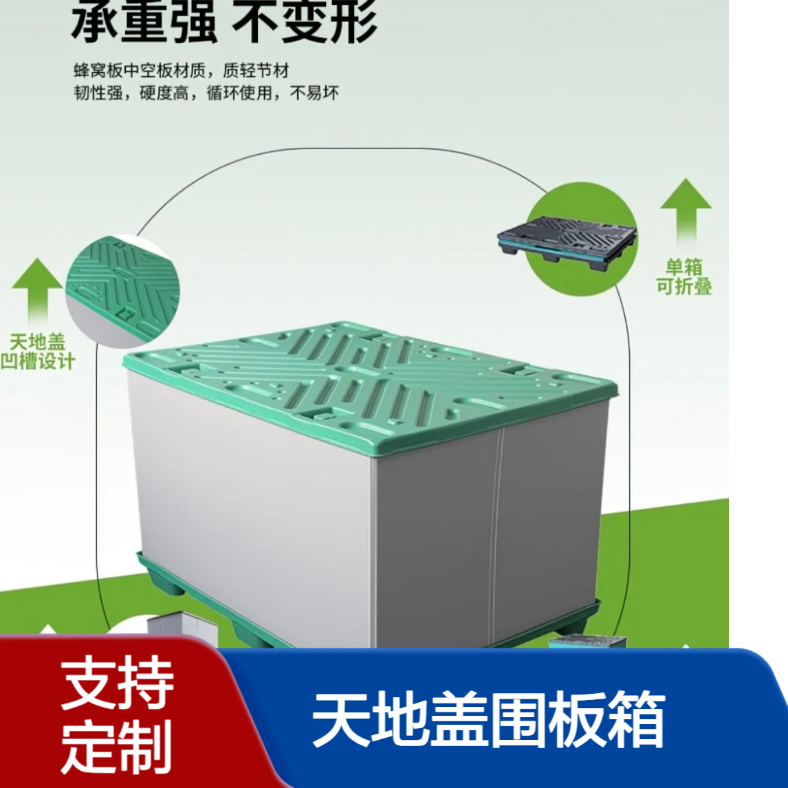 可定制PP蜂窝板周转箱 天地盖围板箱 折叠耐用