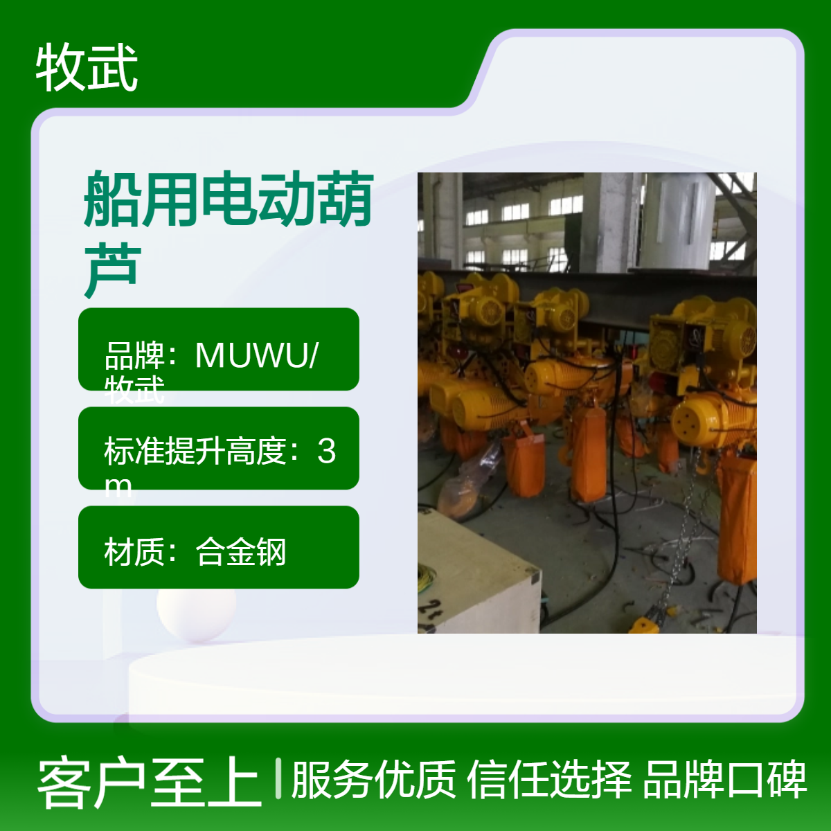 1.6t船用电动葫芦 3kW合金钢材质 440V电压 4m提升高度 船厂码头专用